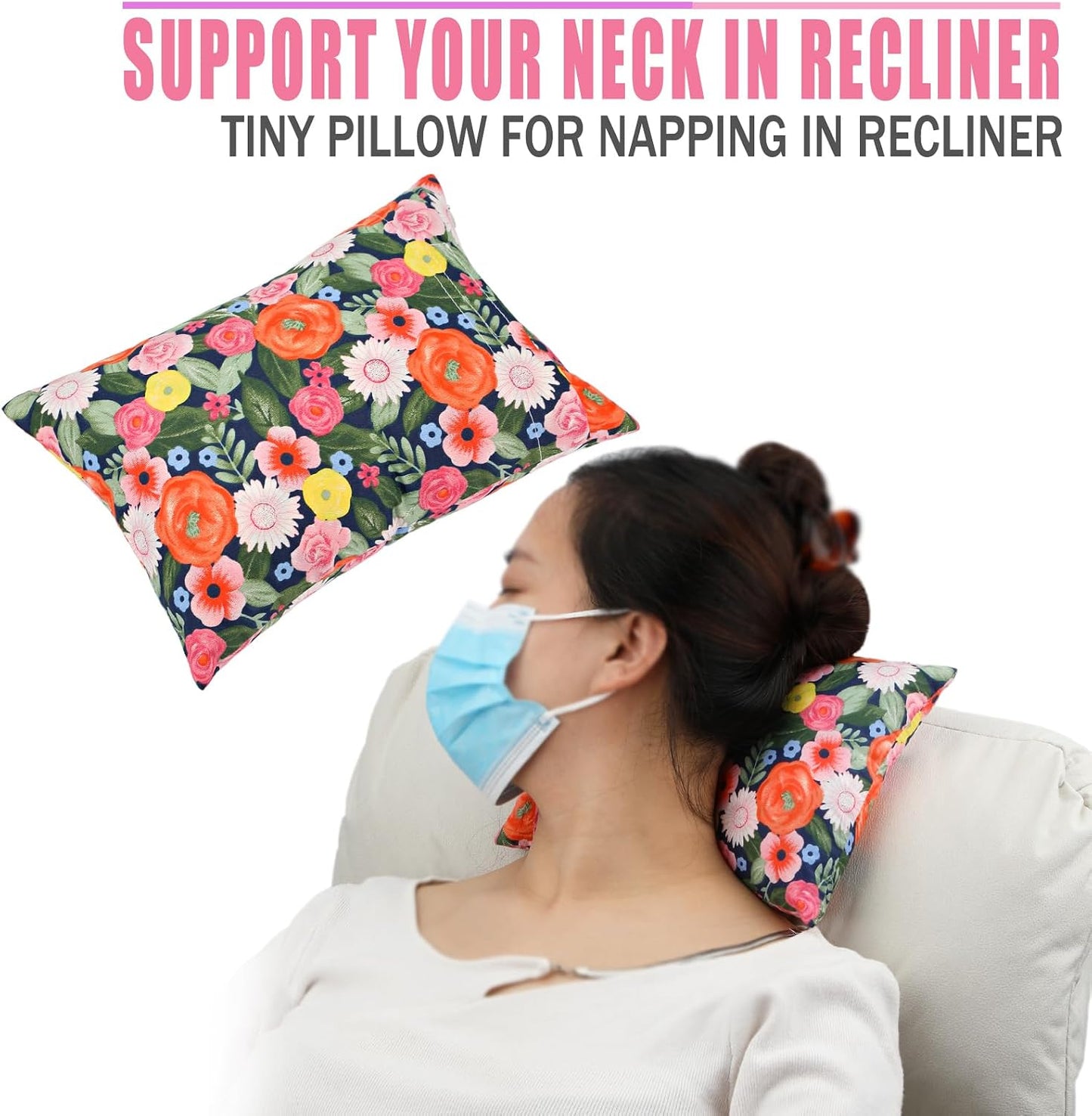 Small Neck Pillow for Recliner Chair Neck Support Pillows Pain Relief Plump Adjustable Filling Nap Airplane Sleeping Little Cushion Minky Dot Dark Gray