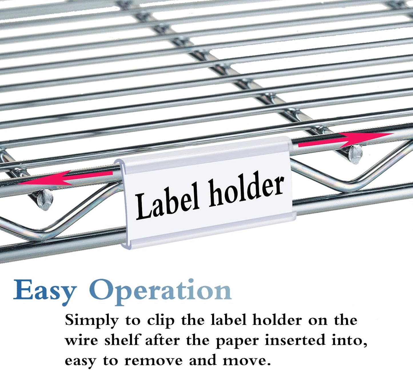Wire Shelf Label Holders Compatible with Metro 1-1/4in Shelves, ELEMGULY 30 Pack 3in Lx1.4in H Plastic Wire Shelf Label Clips with Label Paper Removable Wire Rack Label Holder Display Clip
