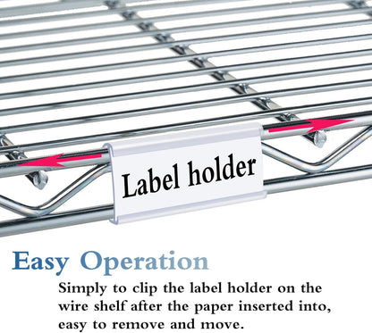 Wire Shelf Label Holders Compatible with Metro 1-1/4in Shelves, ELEMGULY 30 Pack 3in Lx1.4in H Plastic Wire Shelf Label Clips with Label Paper Removable Wire Rack Label Holder Display Clip