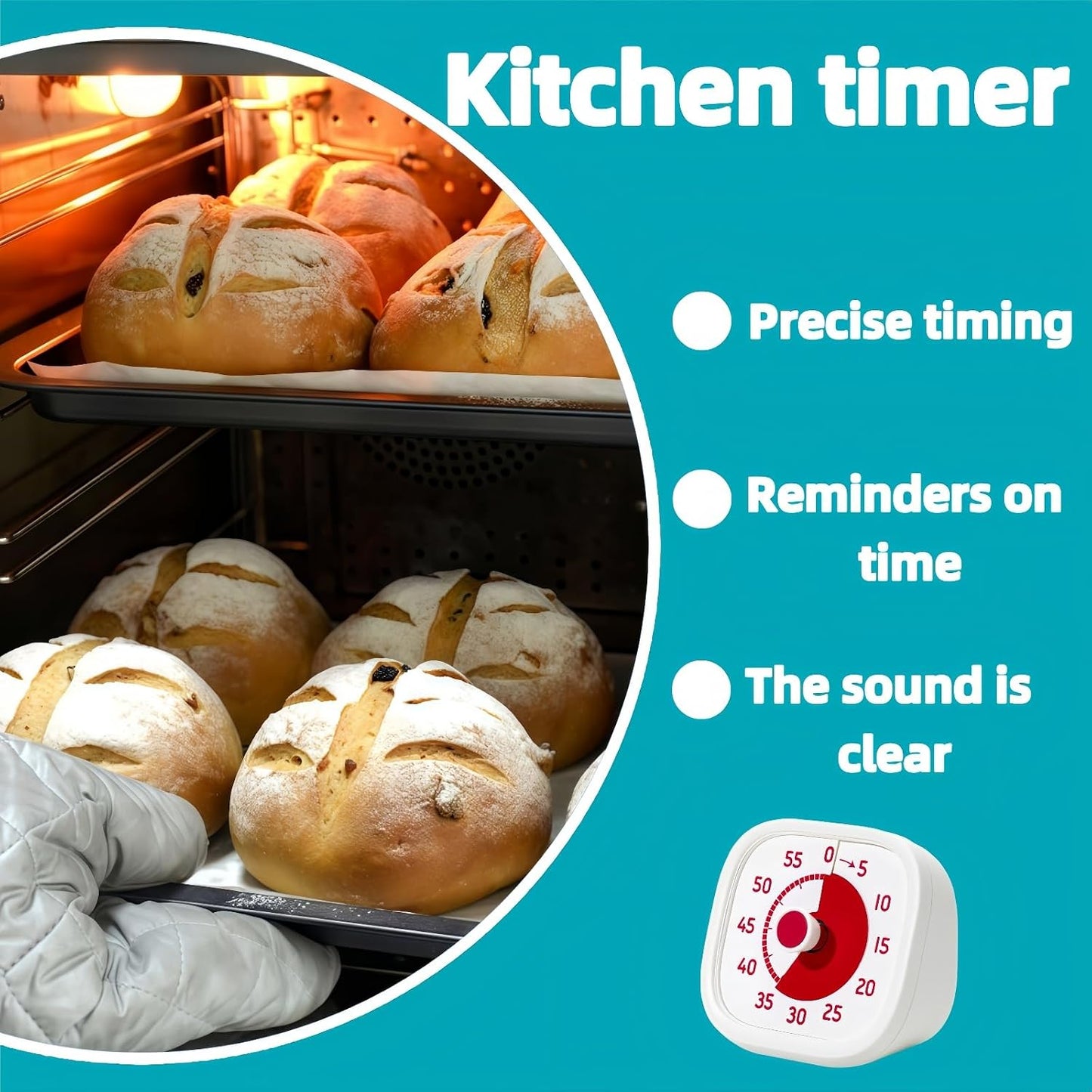Visual Timer for Kids - 60 Minute Visual Kids Timer for Classroom Home Office, Countdown Timer for Cooking Teaching Working Meeting (Orange)
