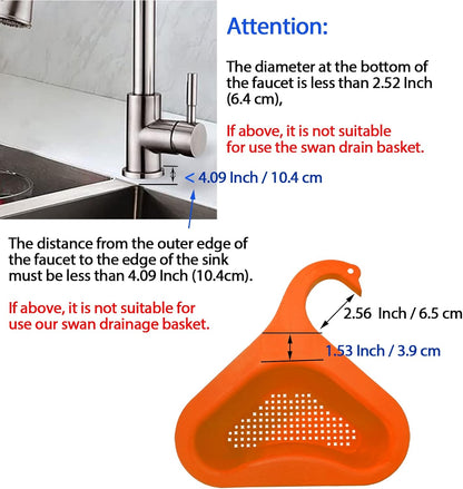 Kitchen sink drain basket swan drain rack, swan drain basket for kitchen sink, multifunctional drainer rack triangle Sink Filter vegetable and fruit drainer basket 4 PCS