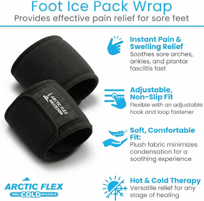 Arctic Flex Foot Ice Pack Wrap - Reusable Gel Cold Brace for Arch Pain