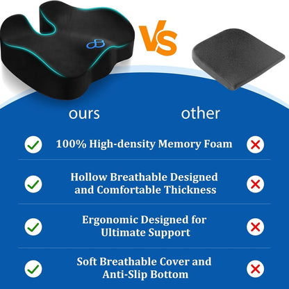 CushyOasis Seat Cushion, Gel Memory Foam Office Chair Cushions, (Black)