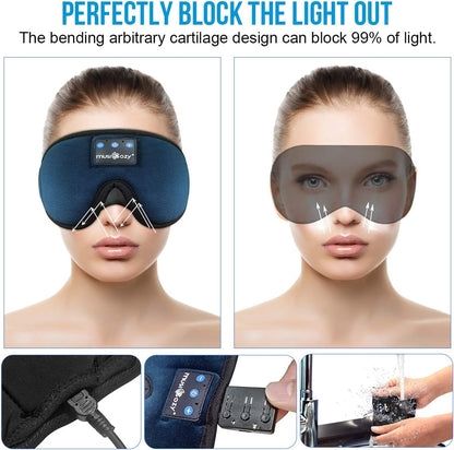 MUSICOZY 3D Sleep Headphones Bluetooth 5.4 Sleep Mask with HD Speakers