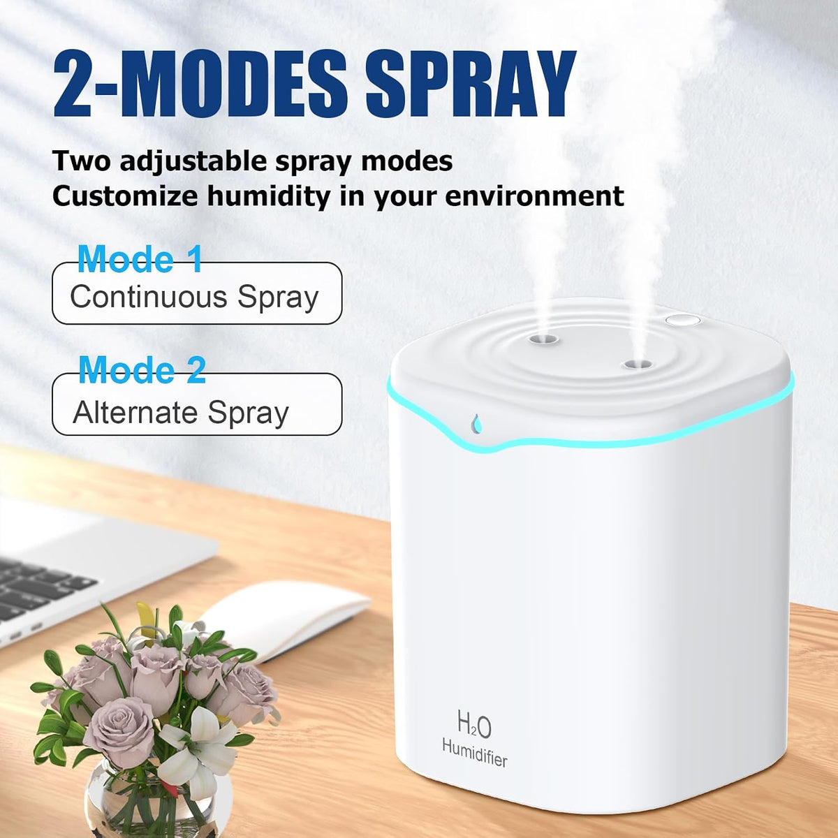 Humidifiers for Bedroom, 2.0L Cool Mist Humidifier for Plants & Home