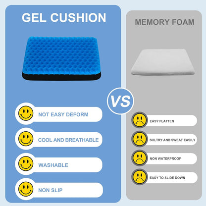 Gel Seat Cushion for Long Sitting - 16.5" x 14.5" x 2.4" (Extra Thick＆Soft)