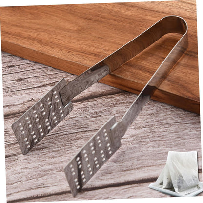 Luxshiny Tea Bag Clamp Set of 2 Stainless Steel Tea Bag Squeezer Tongs with Strainer and Solid Side Multipurpose Clips for Kitchen Ice Cubes Dishwasher Safe 5.51 X 1.57 X 0.78 in