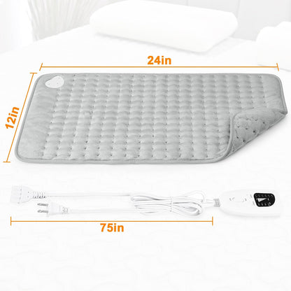Heating Pad,Heated Blanket,Heating Pad for Back Neck,Grey,24x12 Inch | Electric Heating Pad,Dry/Moist Heat Heating Pads,Heating Pads for Shoulder,Abdomen,Heat Pad for Women Men,Birthday Gift