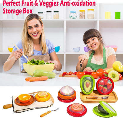 Zyphora Avocado Saver, 5-Piece Fruit Saver Container Set with Peeler | 4 reusable BPA-free ABS and silicone containers, 1 stainless steel peeler, airtight, leak-proof, dishwasher and freezer safe