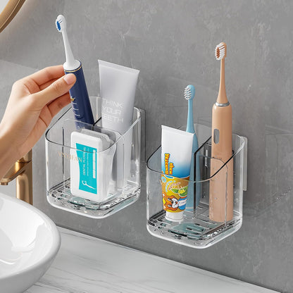 3 Slots Detachable Toothbrush Holders Wall Mounted for Bathrooms | Electric Toothbrush Holder with Drip Tray, Tooth Brush and Toothpaste Holder Organizer for Bathroom Countertop Organizer