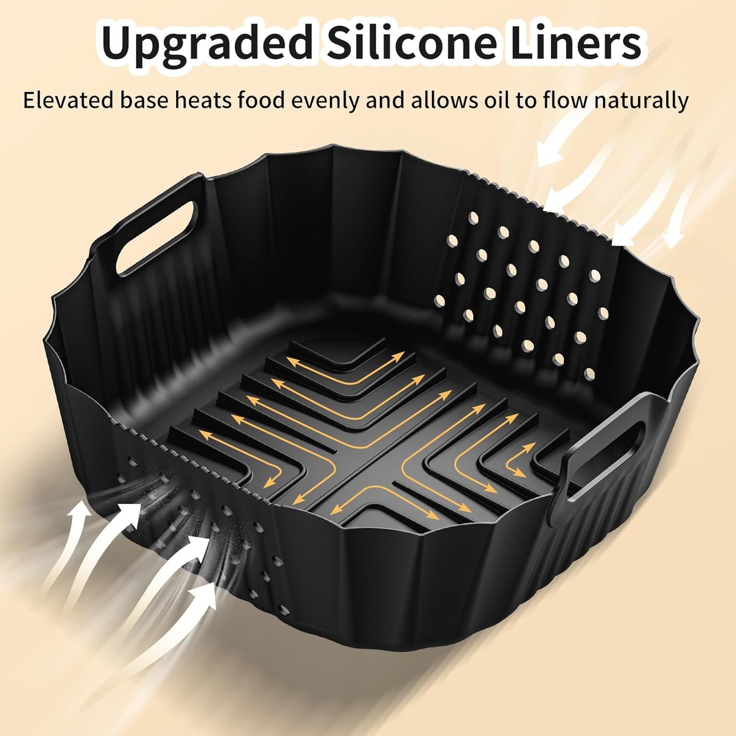 Air Fryer Silicone Liners for Ninja Crispi FN101GY/FN101SG/FN101ST Reusable | Big Liner for 4 QT Glass Container & Small Liner for 6 Cups Glass Container, 2 Pcs Reusable Non-Stick Basket Accessories