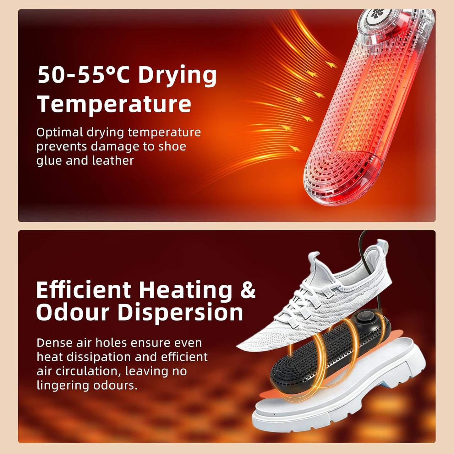 Electric Shoe Dryer, Footwear Dryers with 3/6/9 Hours Timer, Built-in Airflow Fan, Portable Dryers for Sneakers