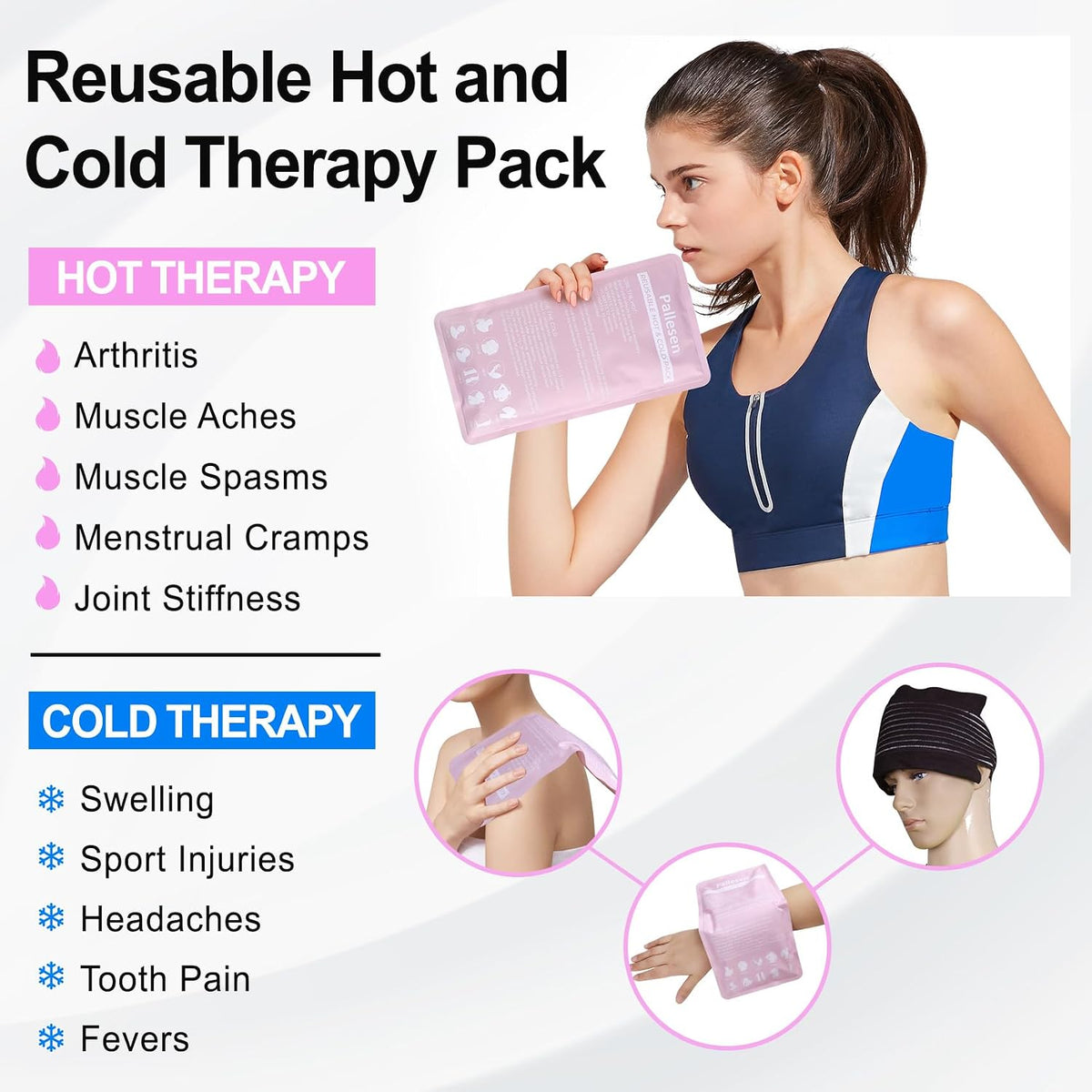 Pallesen Ice Packs for Injuries Reusable, Knee Ice Pack Wrap,Reusable Gel Hot Pack & Cold Pack Compress for Pain Relief,Rehabilitation, Flexible Therapy, for Knee, Back, Neck, Wrist, Ankle Pink