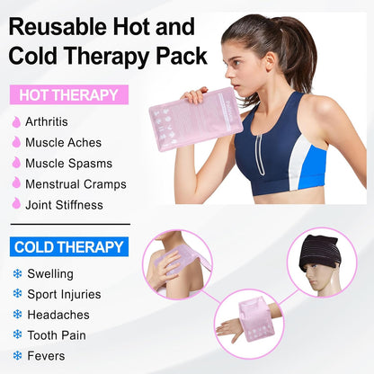 Pallesen Ice Packs for Injuries Reusable, Knee Ice Pack Wrap,Reusable Gel Hot Pack & Cold Pack Compress for Pain Relief,Rehabilitation, Flexible Therapy, for Knee, Back, Neck, Wrist, Ankle Pink