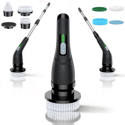 Electric Spin Scrubber for Bathroom: Shower Cleaner Brush with Long Handle (White1)