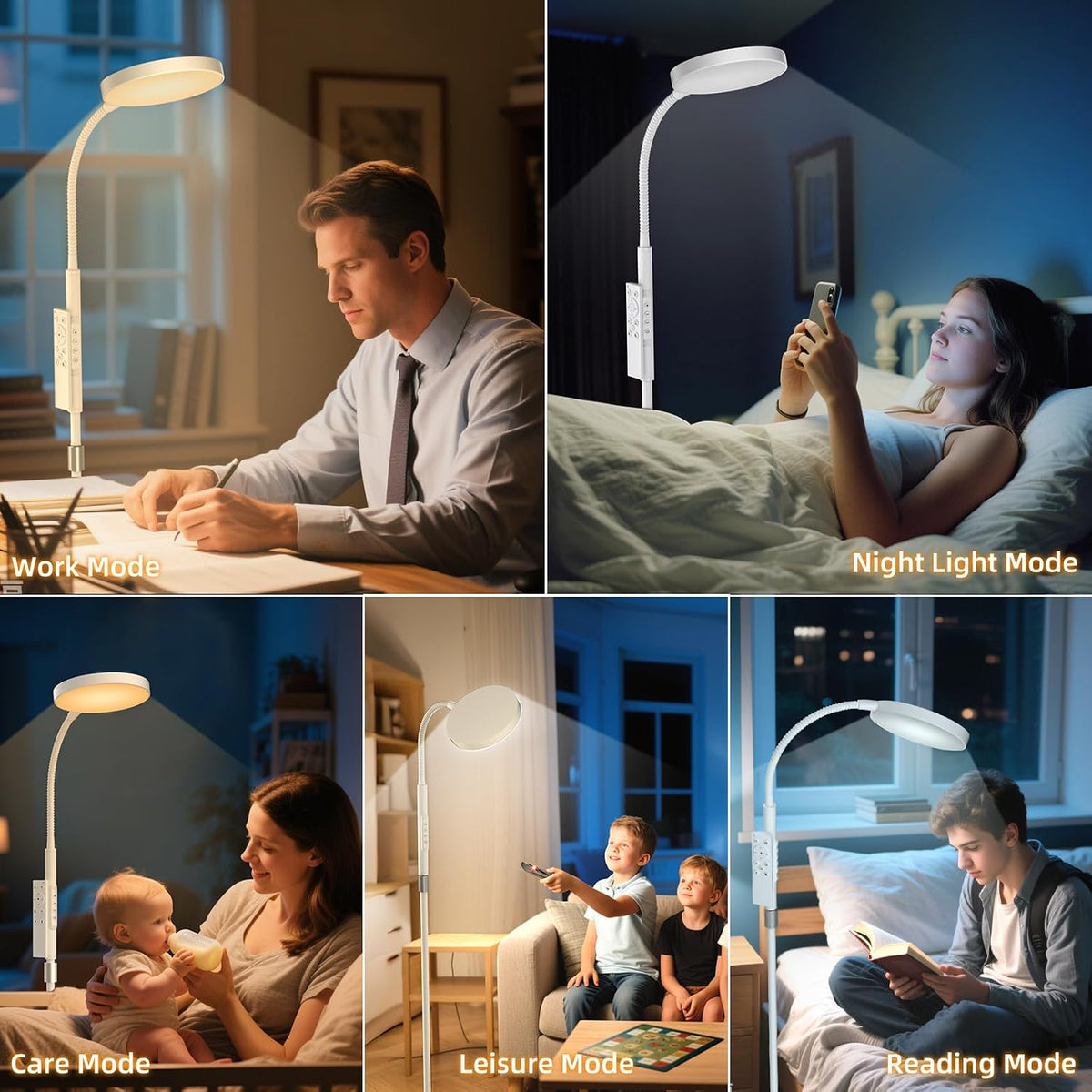 PACOVY Floor Lamp, Adjustable Height Floor Lamps for Living Room Bedroom, 120 LED Super Bright Standing Lamp Remote & Touch Control Dimmable Gooseneck Tall Stand Reading Lamp for Office Craft, Black