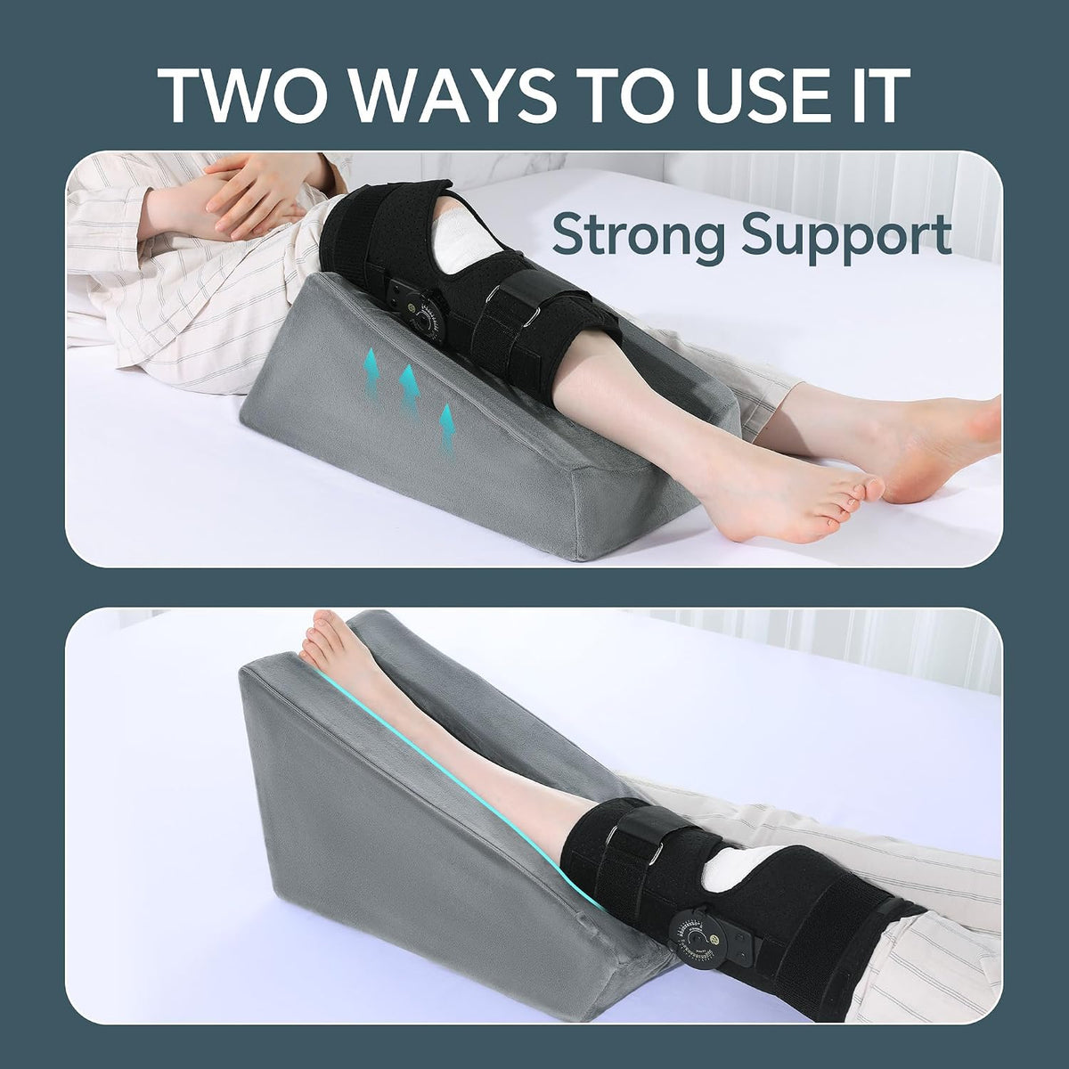 ROYALAY Knee Replacement Recovery Aids with Pockets, Knee Elevation Pillow Post Surgery with Handles, Leg Elevation Support After Hip Ankle Foot Surgery