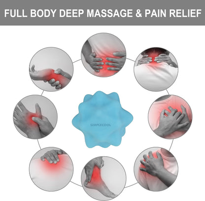 Small Spiky Massage Ball Trigger Point Massage Tool 2.2"×2.1" Blue | Solid Bumpy Massager for Deep Tissue Myofascial Release Hand Foot Plantar Fasciitis Pain Relief Knots Acupoint Yoga Fitness