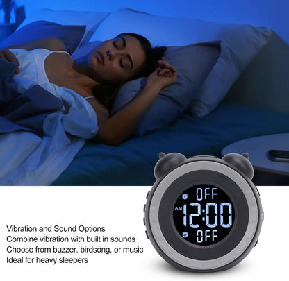 Asixxsix Alarm Clock with Bed Shaker, Adjustable Volume Vibrating Alarm Clock for Heavy Sleepers, Bed Shaking Alarm Clock with Corded Vibrator, Bedside Clock for Bedrooms, Adult,