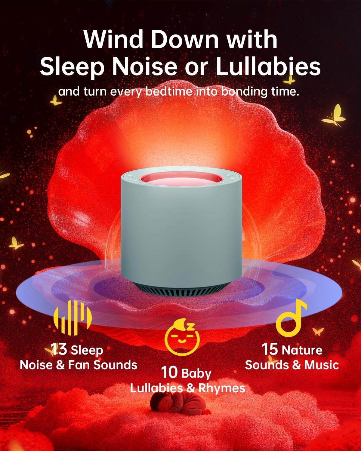 Red Light Therapy White Noise Sleep Sound Machine for Baby
