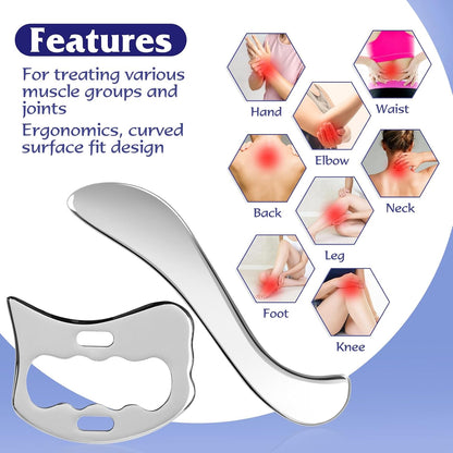 Gua Sha Scraping Tool Stainless Steel, Body Massage for Neck Back