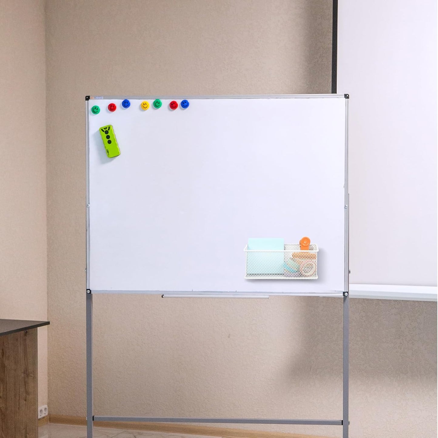 Magnetic Pencil Holder Set of 3 - Black Wire Mesh Storage Baskets Organizer with Strong Magnets - Perfect for Whiteboard, Refrigerator and Locker Accessories