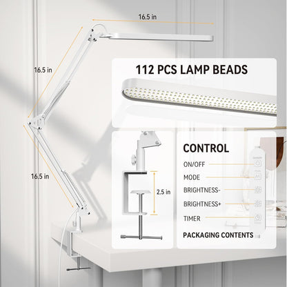 SKYLEO Desk Lamp for Home Office, Eye Comfortable LED Desk Light for Long Hours, Adjustable Swing Arm with Memory Function, Black