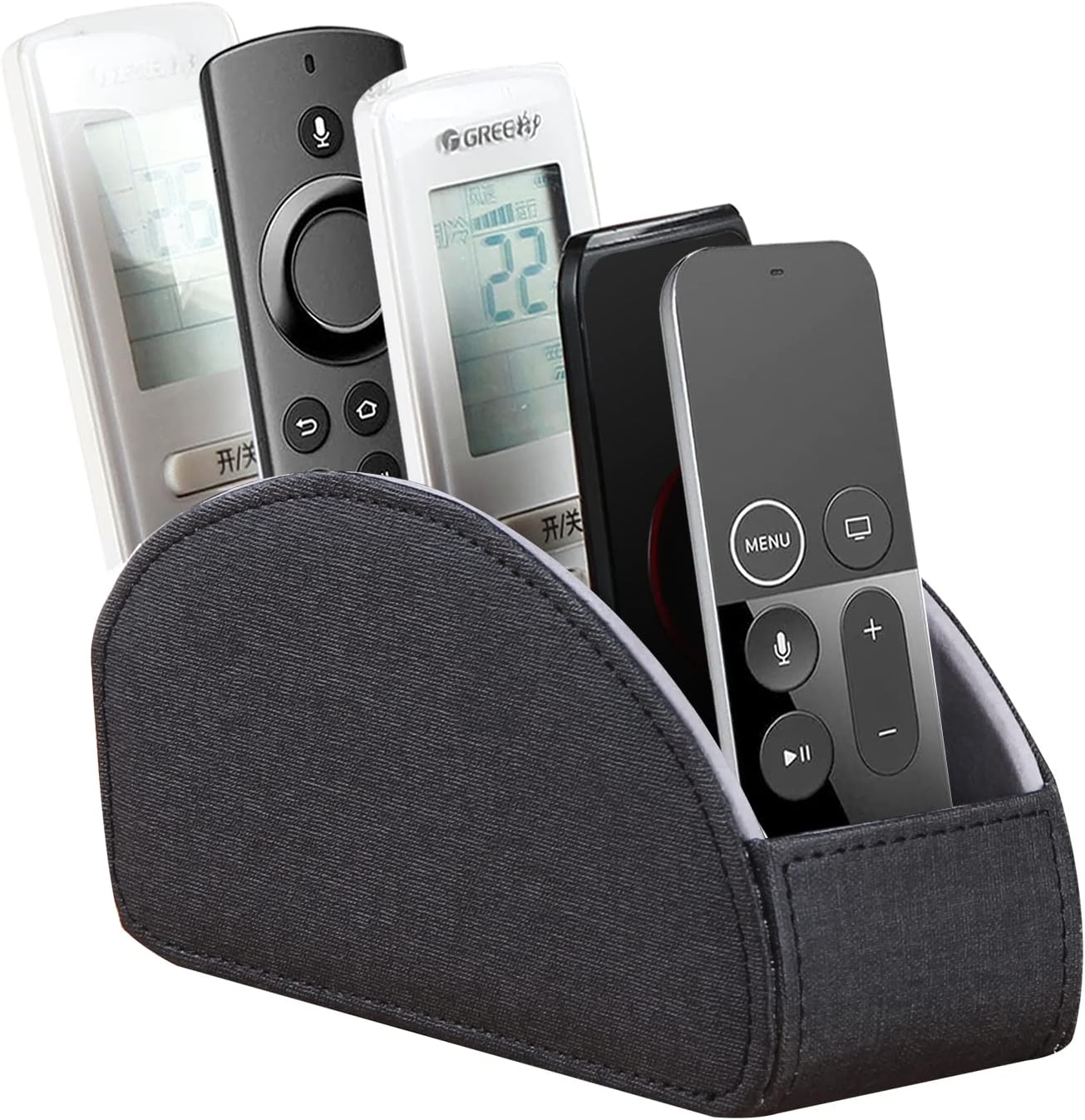 Pu Leather TV Remote Control Holder with 5 Compartments,Remote Caddy/Tray | Bedside Table Desk Storage Box/Organizer for Pen,DVD,Blu-Ray,Media Player,Heater Controller,Cosmetics,Glasses,Office Supplies