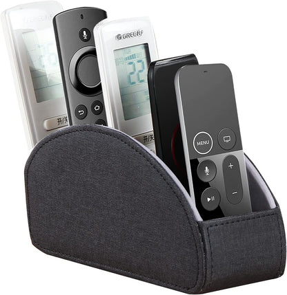 Pu Leather TV Remote Control Holder with 5 Compartments,Remote Caddy/Tray | Bedside Table Desk Storage Box/Organizer for Pen,DVD,Blu-Ray,Media Player,Heater Controller,Cosmetics,Glasses,Office Supplies
