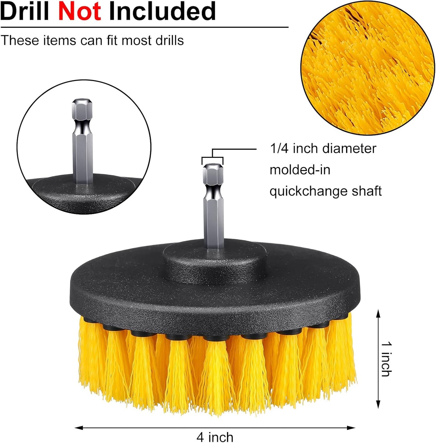 6 Pcs Drill Brush Attachment Power Scrubber Cleaning Kit Multi Purpose Set Brushes for Bathroom Surfaces Tub Grout Shower Kitchen Tile Auto Car Boat