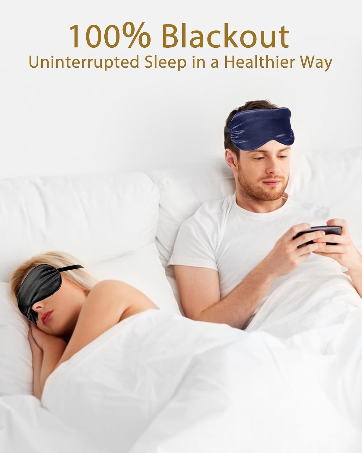 4 Pack Silk Sleep Mask - 100% Blackout, Zero Eye Pressure, Blindfold with Adjustable Strap, Super Soft Travel Eye Covers (Black, Pink, Blue, Purple)