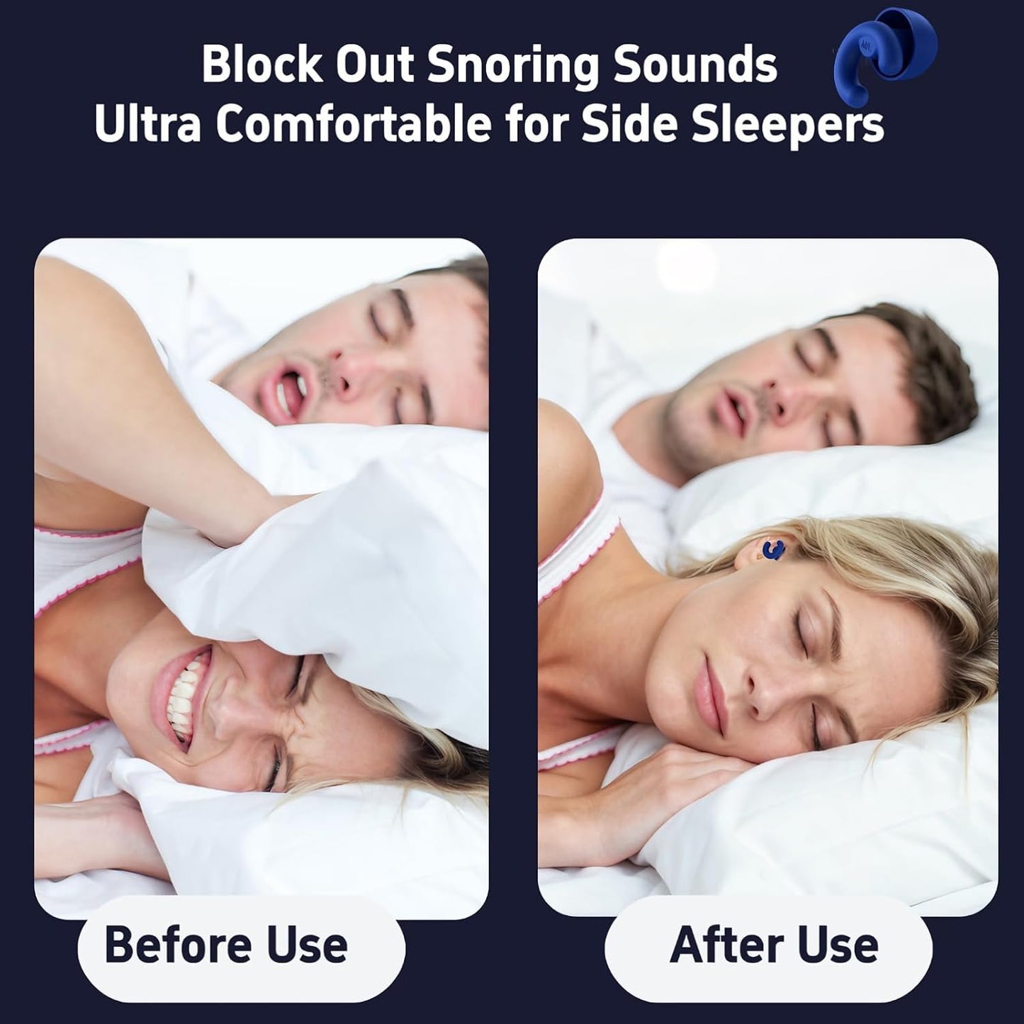 Noise Cancelling Ear Plugs Sleep 50dB NRR Side Sleep Small Ear | ultra soft silicone, reusable one-piece design, 4 sizes included, portable case