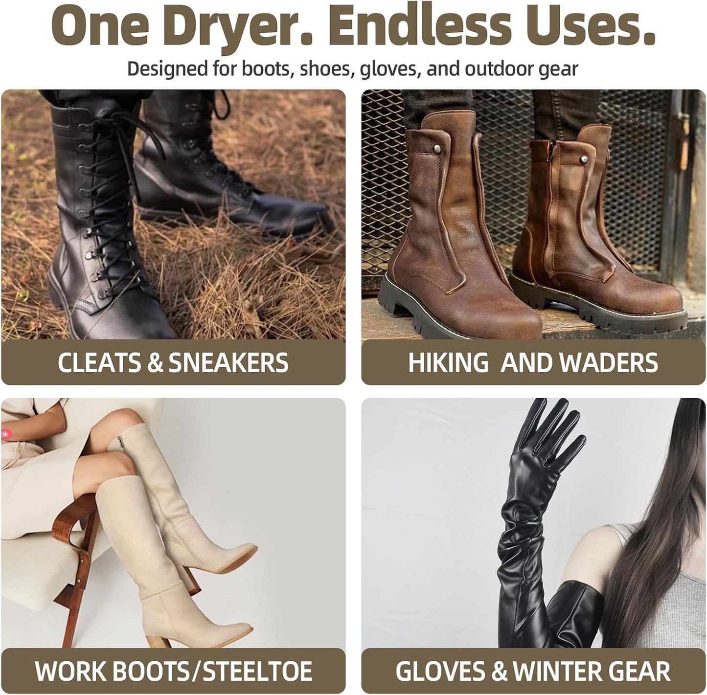 Boot Dryer with Deodorizer, Fast Drying Glove,Helmets & Shoe Dryer | Gradual Drying for 4 Pairs of Boots,Shoe Warmer with Heat Blower, Intelligent Timer, Silent Operation, Easy to Install