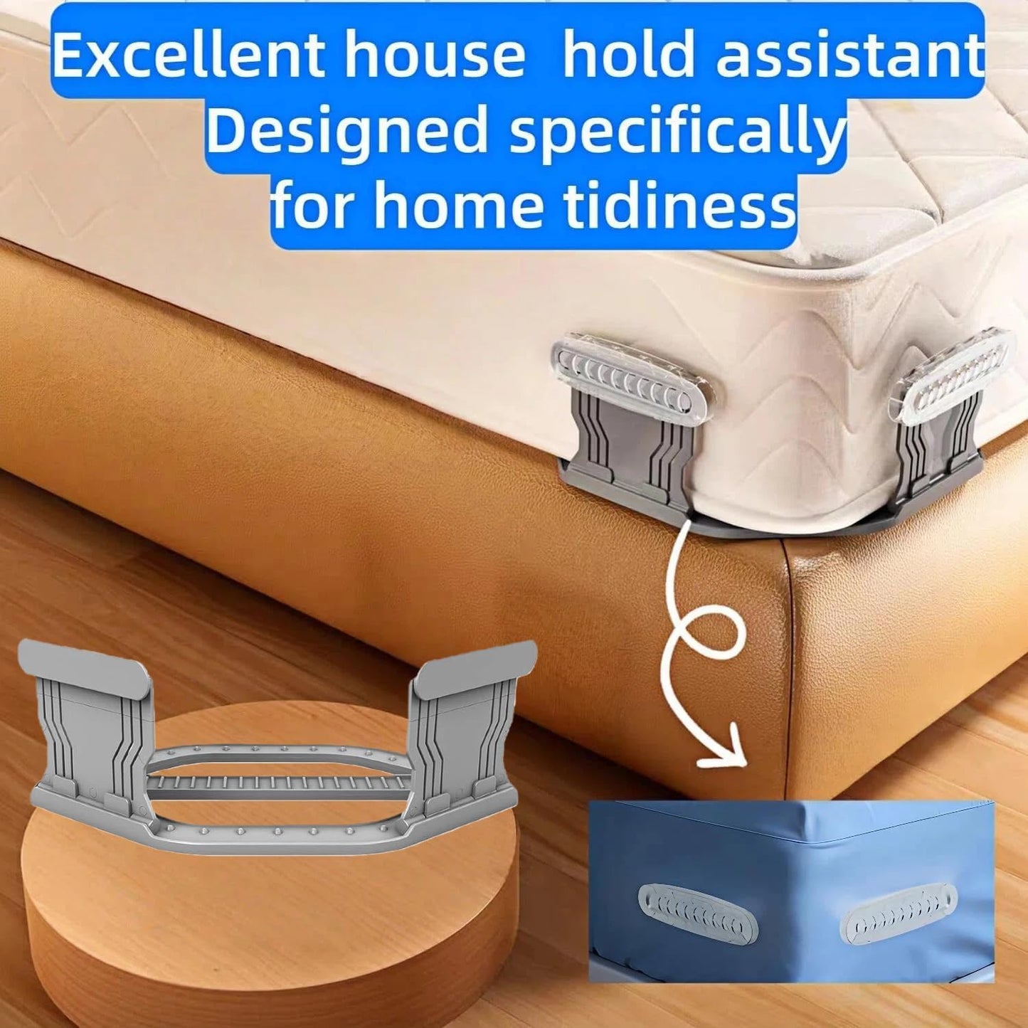 4Pcs Bed Sheet Straps – No-Slip Adjustable Clips for Mattress, Keeps Sheets Tight (White)