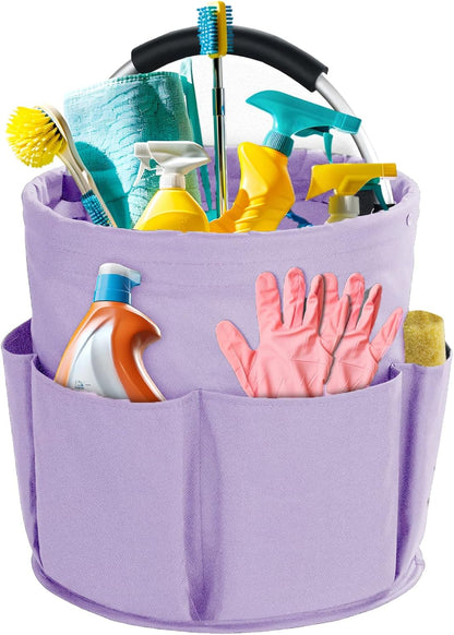 Cleaning Caddy with Handle, Cleaning Products Organiser, 17L Foldable Storage Basket, Cleaning Caddy Organiser, Portable Multi Cleaning Bucket Bag for Home, Garden (Black)