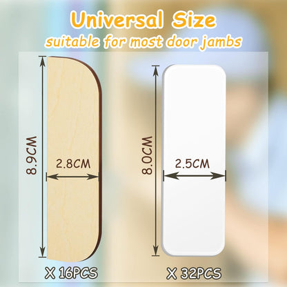 8 Pack 3.5 Inch Hinge Repair Wooden Plate Door Hole Cover Plate Wooden Hinge Filler Wood Repair Kit Kitchen Cabinet Hinges Cabinet Door Blanks with Double Sided Tapes