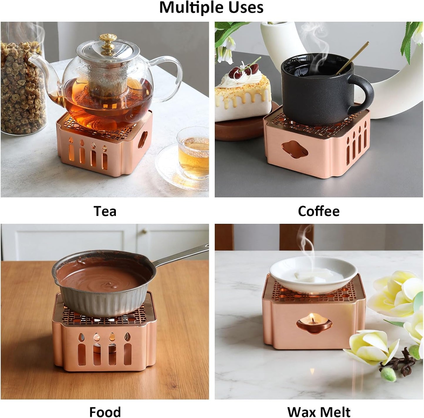 Tea Warmer Base Detachable, Includes Tealight Holder | Unique-Design, Small Heater for Tea Coffee Milk Wax Melts