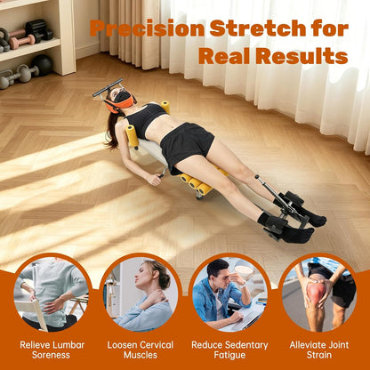 YuEany Full Body Traction Bed, Cervical Spine Stretcher with Adjustable Length for Back Pain Relief, Lumbar Decompression Table for Posture Correction, Home Massage Traction Machine