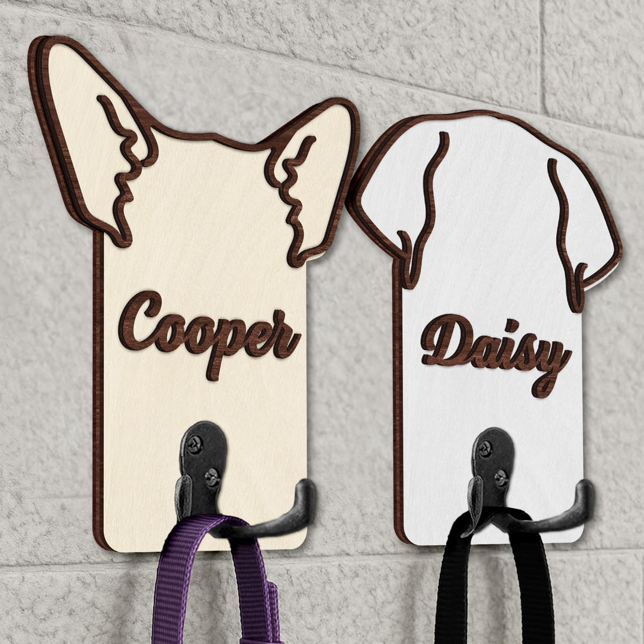 Dog Leash Holder Wall Mount, Pet Harness Hanger with Scrabble Letters, Dog Collar Organizer for Entryway, Memorial Cat Leash Holder for Wall, Pet Loss Gifts, Keepsake, Home Decor PF212-NAT