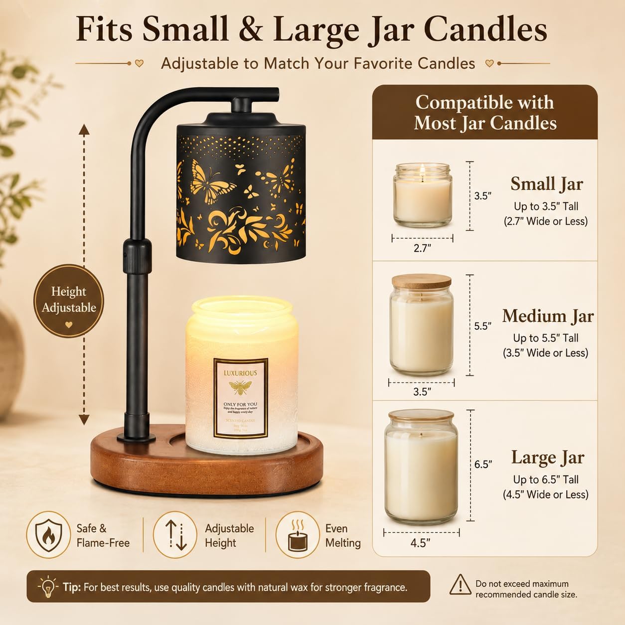 kobodon Candle Warmer Lamp with Timer Dragonfly Electric Candle Lamp Warmer | Birthday for Mom Women Home Bedroom Decor Wax Melt Warmer for Scented Wax with Jar Candles