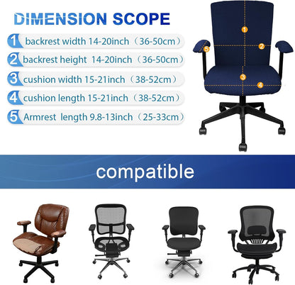 Tallew 4 Pcs Office Chair Covers Set Computer Universal Protective Stretchable Chair Seat Covers Desk Armrest Slipcovers Pads Office Cushion Backrest for Rotating (XL,Silver Gray)