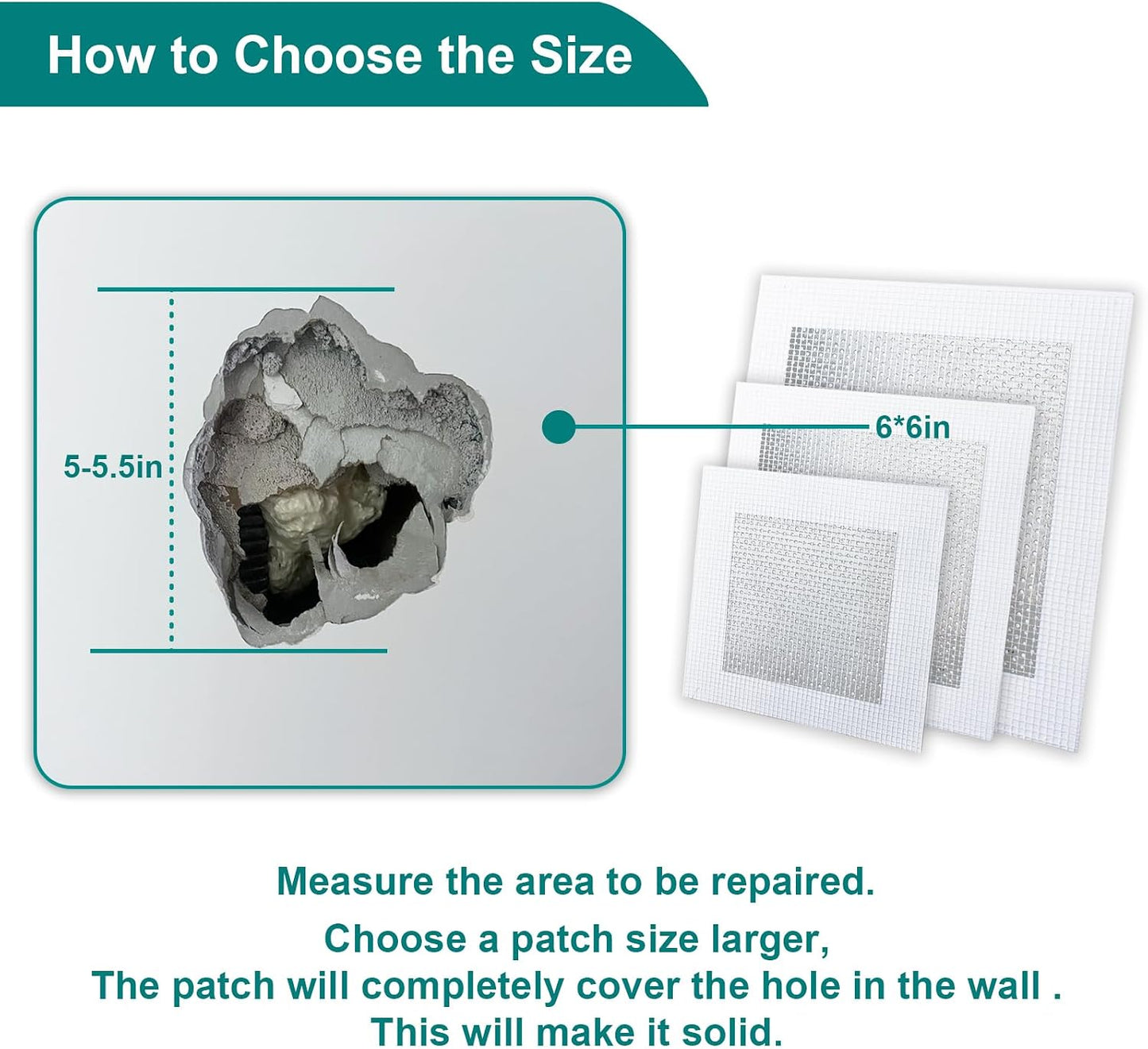 WYIRONG 10 Pack Drywall Repair Kit for Large Holes, 4/6/8 Inch Dry Wall Patch Kits for Erase a Small Nail Hole, Plaster Wall Patching Self Adhesive Aluminum Mesh with Scraper and Sandpaper