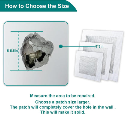 WYIRONG 10 Pack Drywall Repair Kit for Large Holes, 4/6/8 Inch Dry Wall Patch Kits for Erase a Small Nail Hole, Plaster Wall Patching Self Adhesive Aluminum Mesh with Scraper and Sandpaper