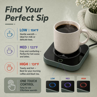 Coffee Cup Warmer, Auto Shut-Off Mug Warmer, 3 Temperature Setting