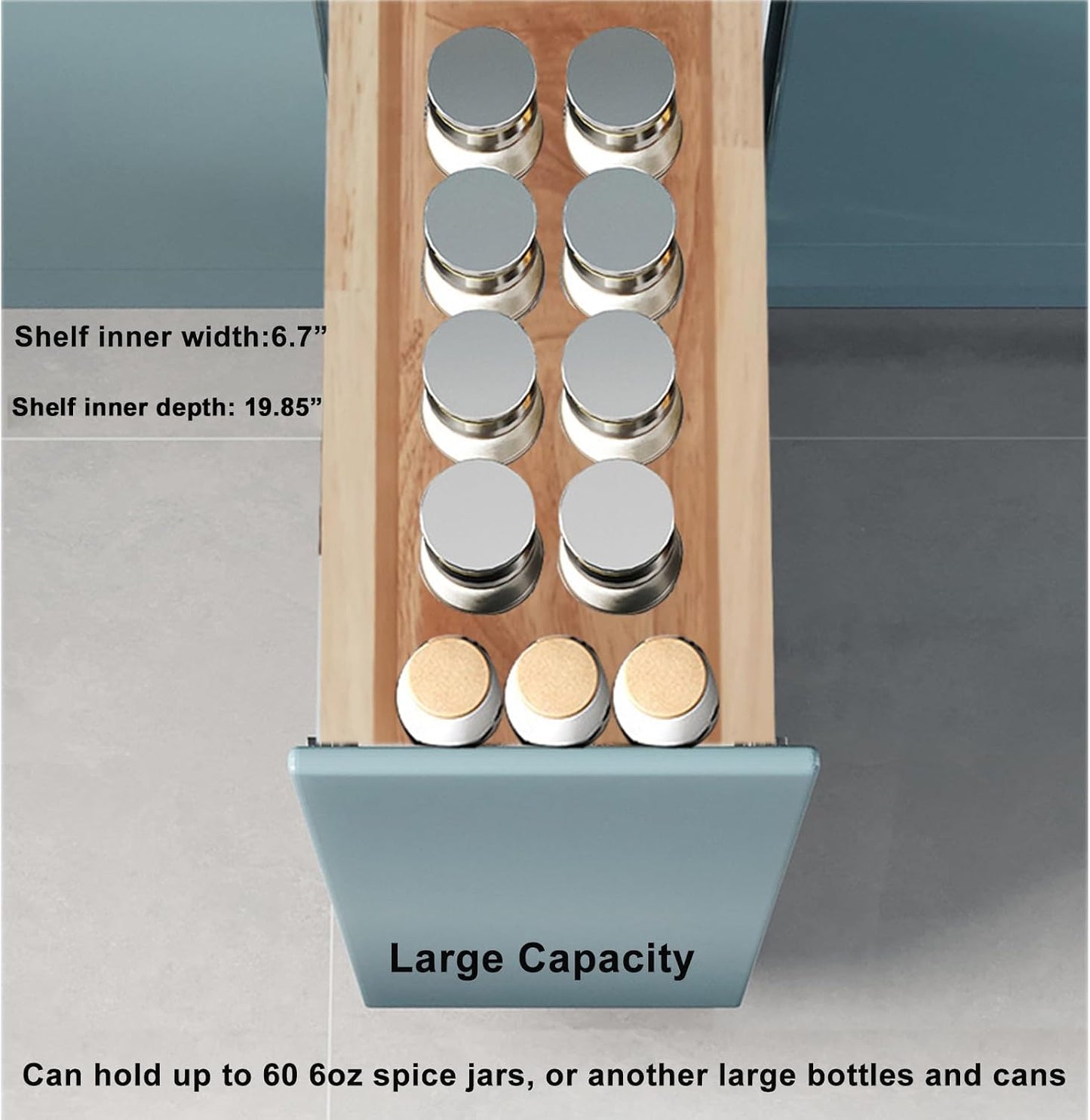 DINDON Pull Out Spice Rack Organizer for Cabinet, (5" W x 21.9" D x 25.2" H) Multi-Use Wood Pull Out Cabinet Organizer Slide Out Shelf Cabinet Storage for Kitchen, Pantry Organization