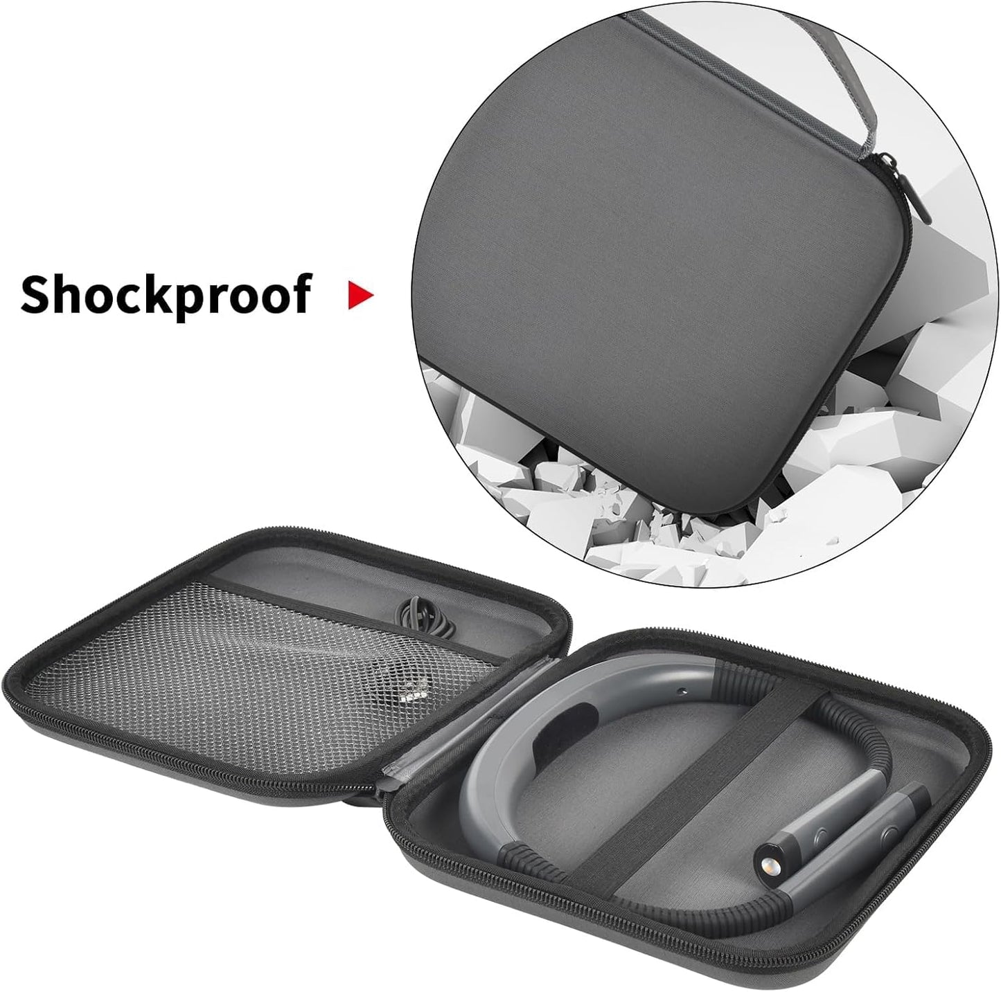 GWCASE Hard Carrying Case for Glocusent for Vekkia LED Neck Reading Lights | Shock-Resistant EVA Shell, Mesh Pocket for Cable, Keep Small Gear Neat for Bedtime Reading, Crochet, Travel, Pink , Box Only