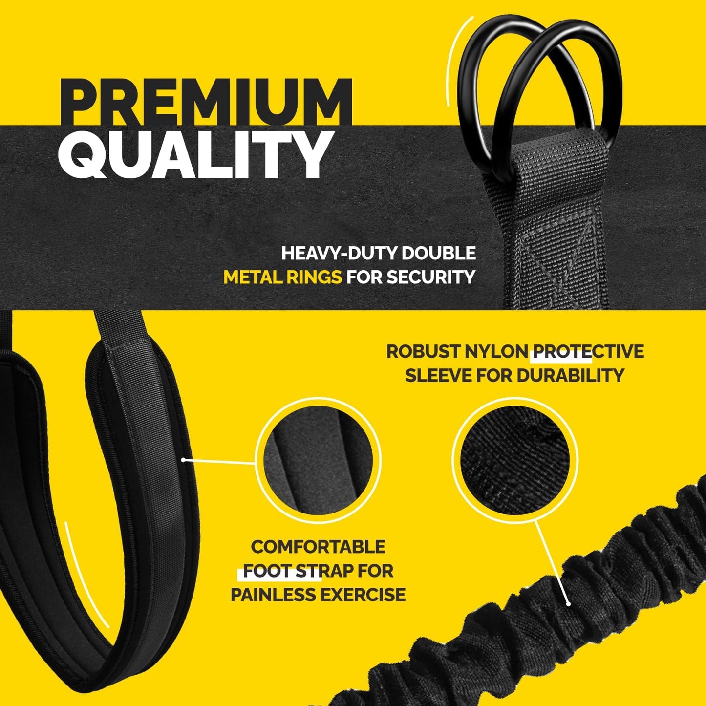 Pull Up Assistance Bands Set with 4 Levels, Adjustable Strap and Foot Rest | 50–200 lb stackable pull-up assistance, nylon-sleeved bands, adjustable support, reduced snap-back risk