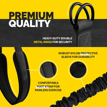 Pull Up Assistance Bands Set with 4 Levels, Adjustable Strap and Foot Rest | 50–200 lb stackable pull-up assistance, nylon-sleeved bands, adjustable support, reduced snap-back risk