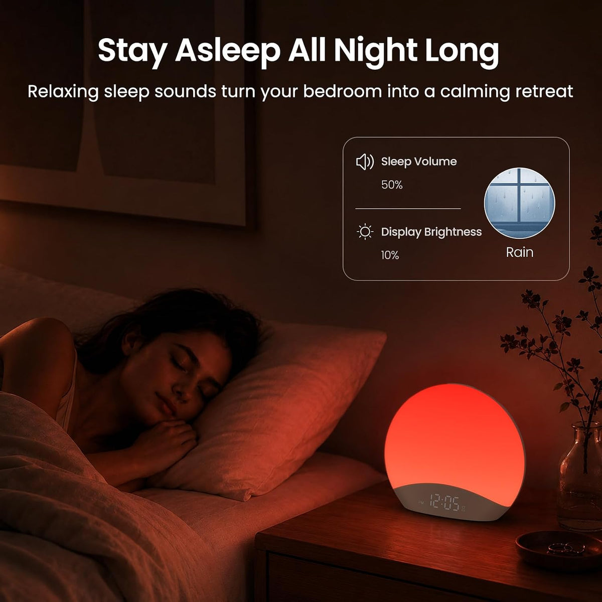 REACHER Smart Sunrise Alarm Clock with App Control and White Noise Machine