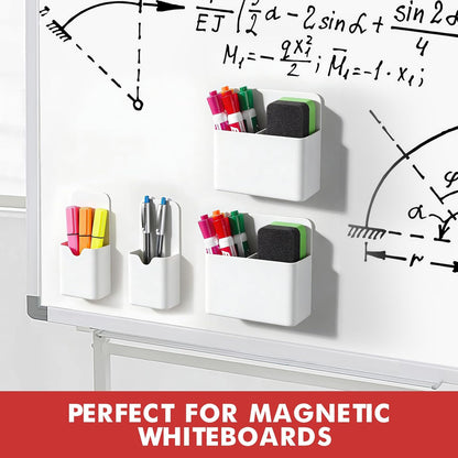 BEYGORM Magnetic Marker Holder, Dry Erase Pen Organizer for Whiteboard | 4 pack strong magnet backed plastic pencil & pen cups for classroom, locker & refrigerator accessories(Black)